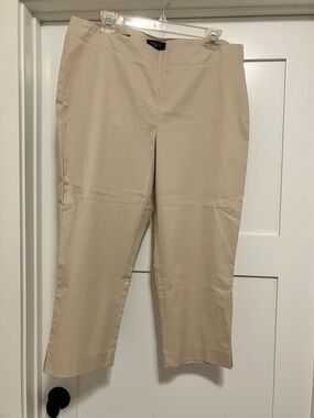 NWT Talbots Heritage Straight-Leg Petite Cropped Pants ( Beige/Tan Size 14P)